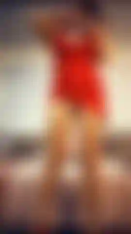 Lady in red squatting on your dick