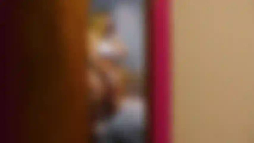 White Lingerie Strip and Pussy Play Voyeur