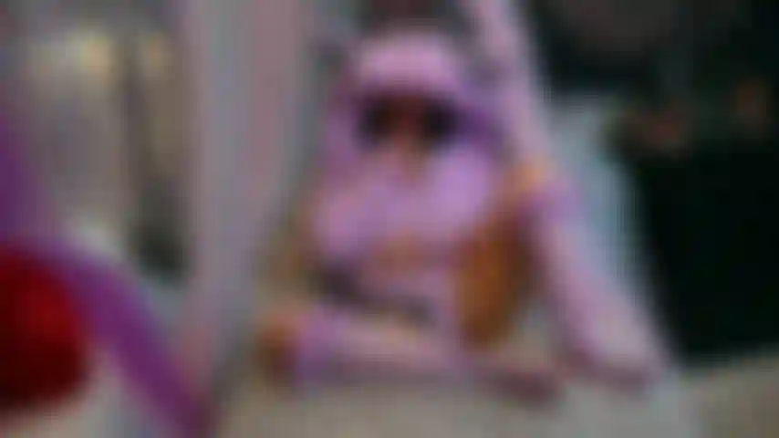 Doxy wand masturbation in fuzzy outfit.