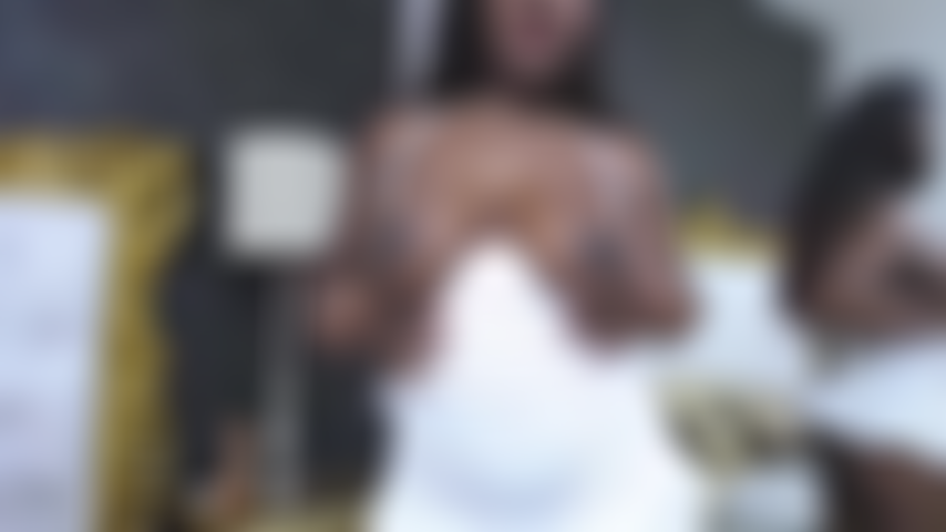 Sexy chocolate girl playing her body.