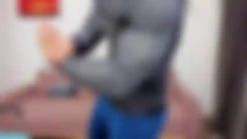 Flexing in tight clothes then masturbating naked on the couch