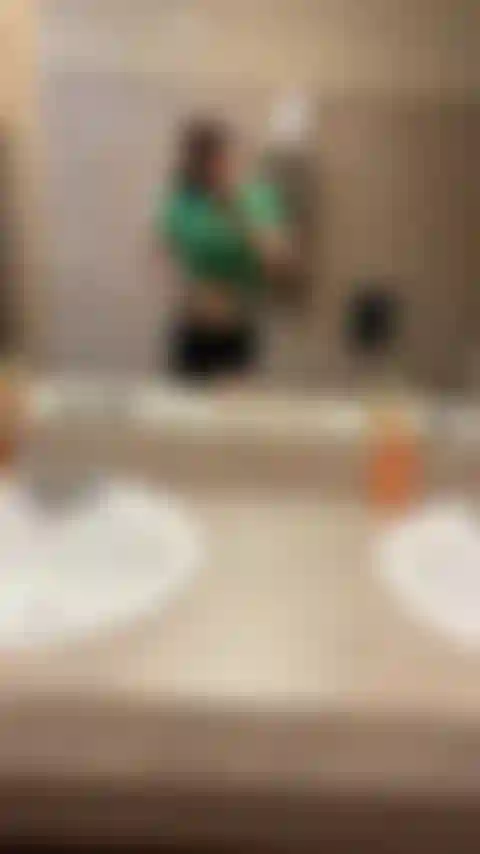 Public bathroom Titty tease