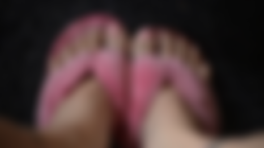 fuzzy slipper tease, fresh pink nails on milf feet