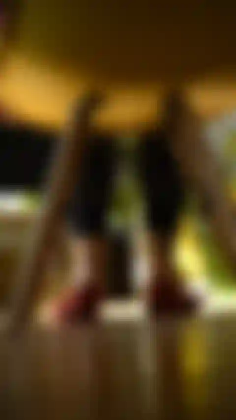 milf flats dangle, under chair pov