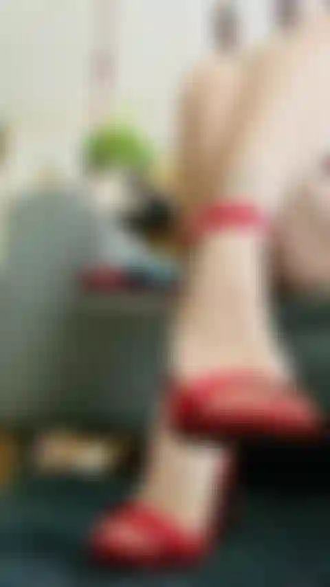 Red patent stiletto dangle, milf feet