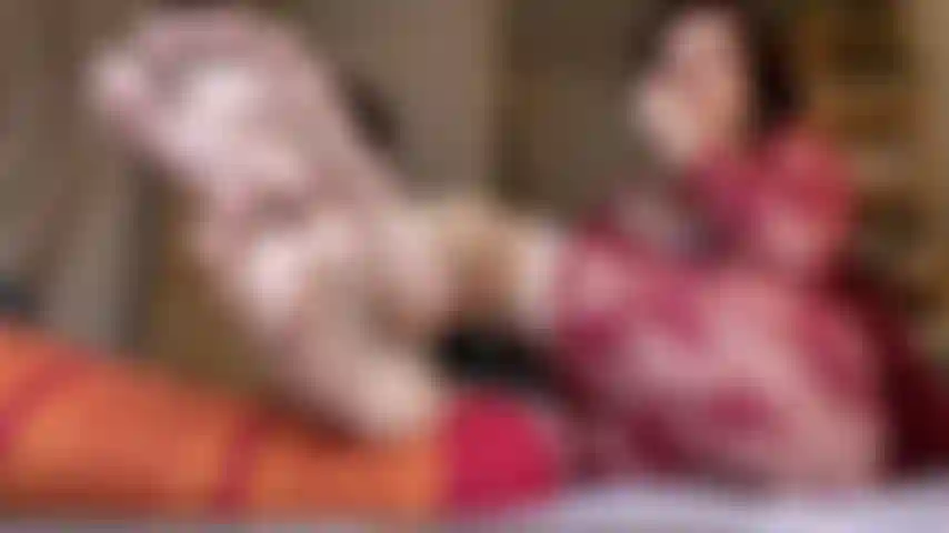 milf in lace robe soles n ass show, arches, toes, wrinkled soles