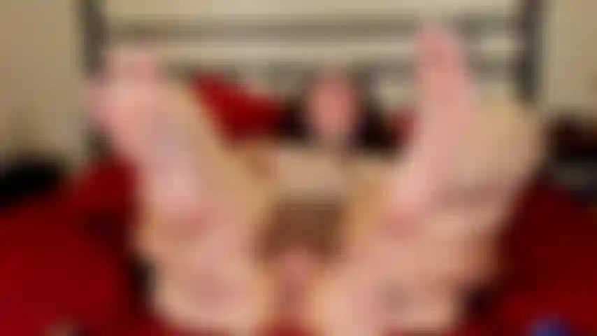 Spread ass and pussy on back, asshole gaping and winking, bare feet