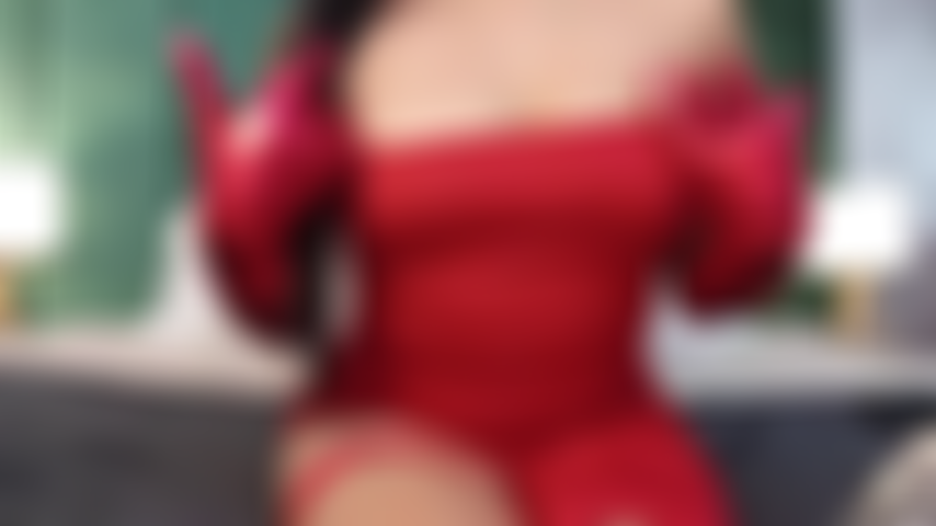 In red dress.