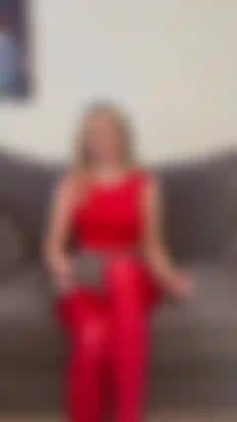 Red nylon JOI on dildo