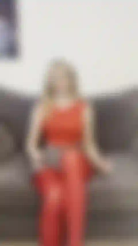 JOI in red nylons and no knickers