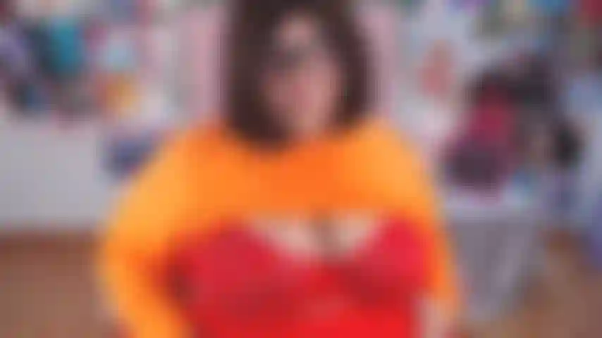 Velma cosplay tease tits and blowjob.