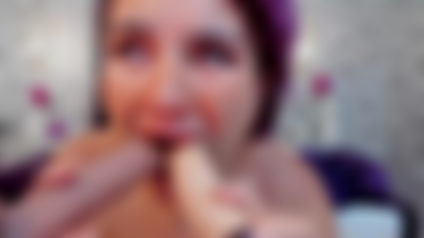 Today i got naughty... And i didn't settle for just one. You see me on my knees, with two dildos in my hands, licking them, sucking them, playing with them like a very hungry girl.