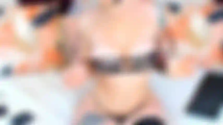 Halfnude tease, rubbing boobs and pussy