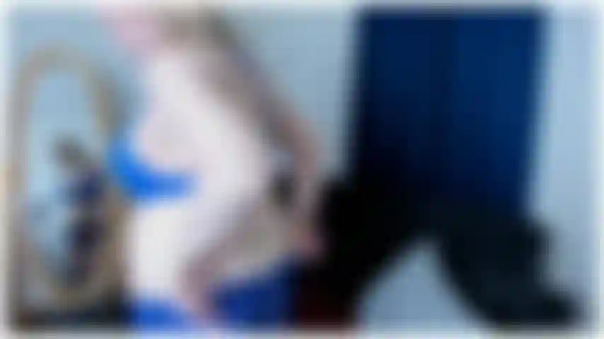 Teasing in my blue bra and lace bootyshorts...stripping them off and playing with my wet pussy.