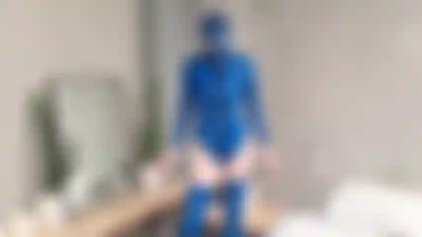 Slip out of my latex, naked finger fuck in bed