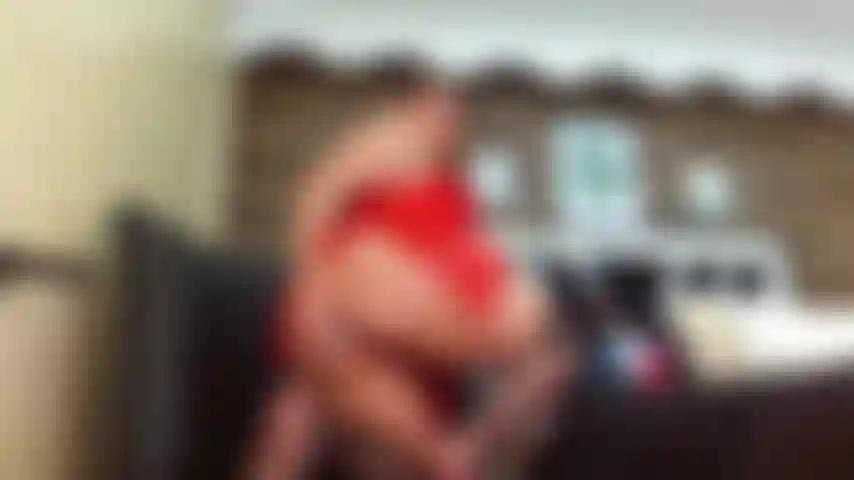 Fucking doggy with my red lingerie
