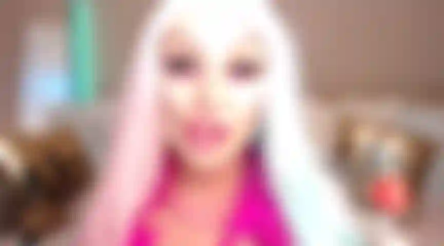 78. Stupid Doll in Pink takes FACIAL