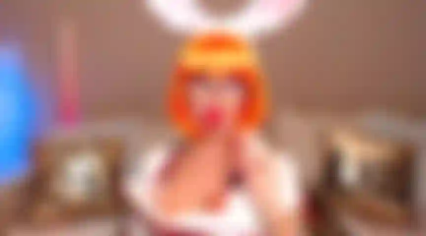 42.  BUNNY Stretching Her Mouth with HUGE White Dick HANDJOB with LUBE Moaning Licking Lolipop