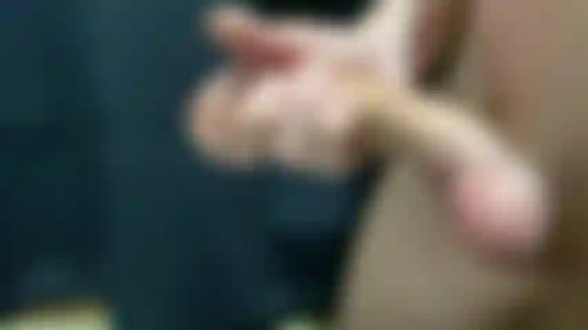 side view stroking my cock and fucking my hand until I shot my load
