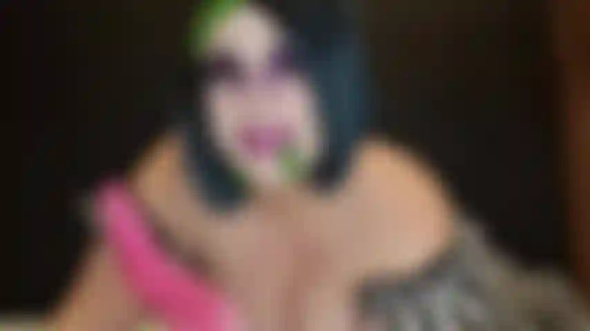 Cosplay, beetlejuice with crazy tongue dildo.