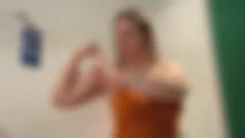 Flexing my muscles , squeezing banana