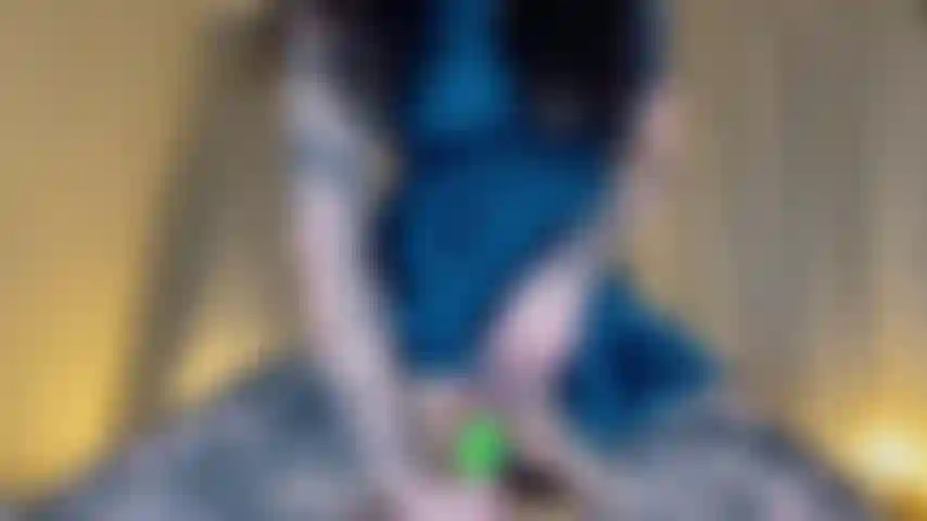 Blue Silk Dress Dildo Riding