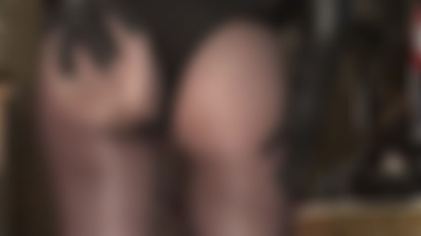 Facesitting and ass worship in black glossy pantyhose with leather gloved handjob.