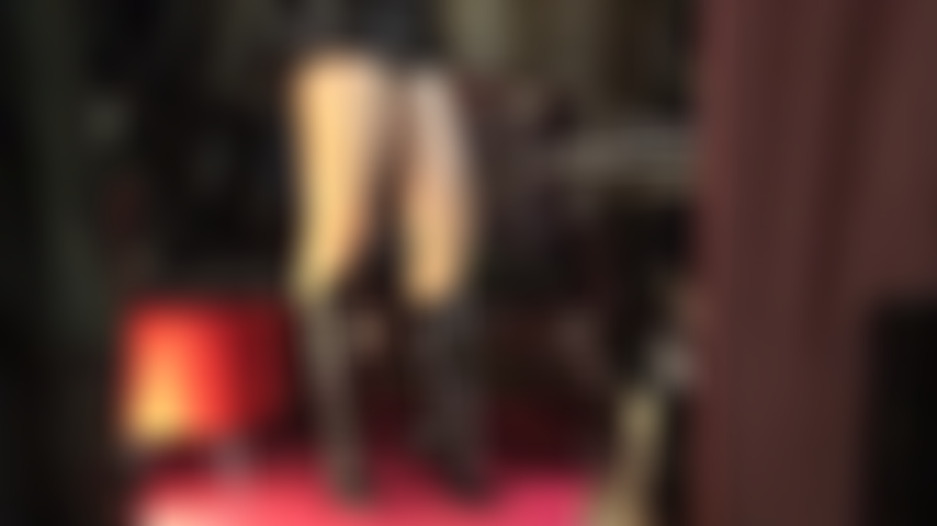 Mistress' pantyhose-clad thighs drive you crazy - dressed in glossy tan pantyhose and shiny black pvc, your Goddess teases with her nylon covered thighs.