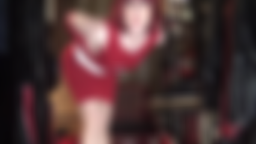 Glossy Nude Pantyhose and Red Dress Seduction - Sexy views of Mistress' nylon gusset and nipples.