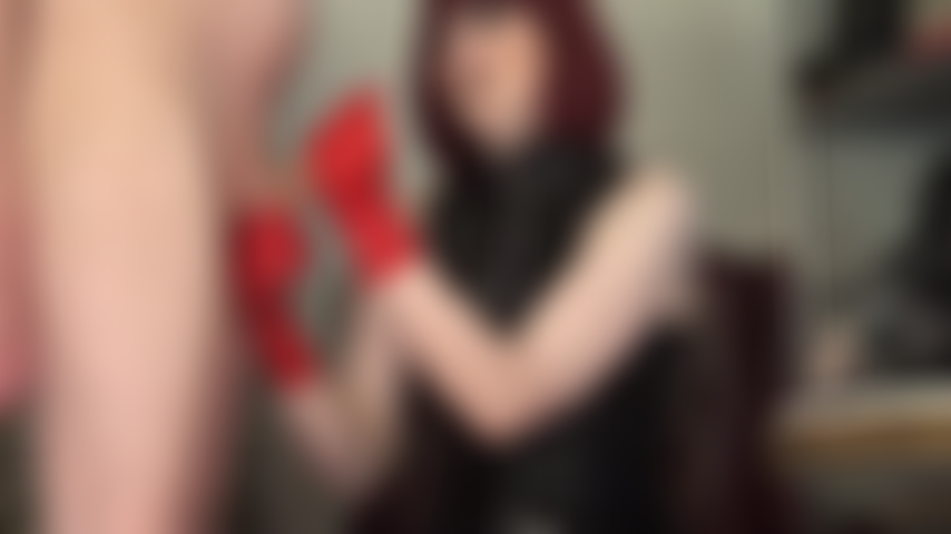 Shiny RED LATEX GLOVES milk the cum from REAL COCK, and you get to eat it all from my palm like a whore. (This exclusive content is only available here.)