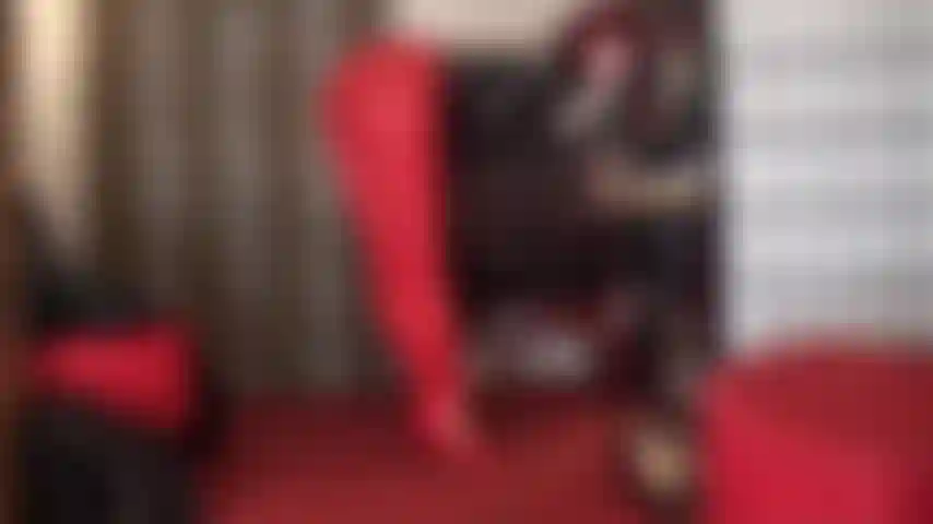 Leather gloved handjob in red leggings, heels and pvc top - what your cock needs right now is mistress' leather gloves wrapped around your hard throbbing cock with some of her saliva.