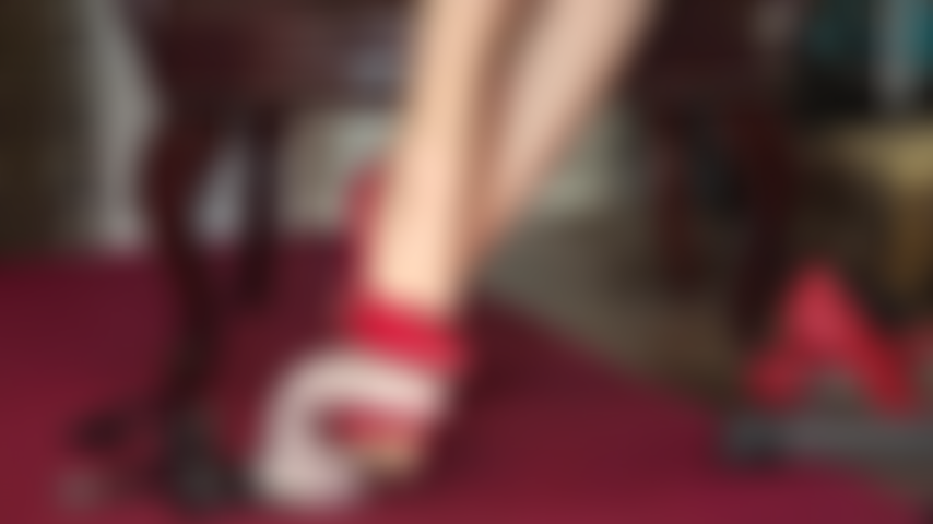 Tormenting your slave cock with sharp stiletto heels