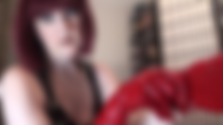 Spit play, red latex gloves and handjob