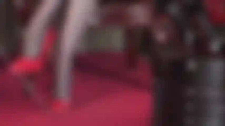 You are the leashed and collared pet at mistress vivian's feet worshiping her amazing sheer black pantyhose with red seam down the back of the leg, and shiny patent leather high heel stiletto pumps.