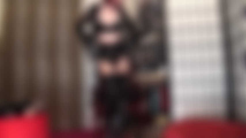 Lingerie tease in latex bra, glossy hose, FF stockings, garters, boots and heels