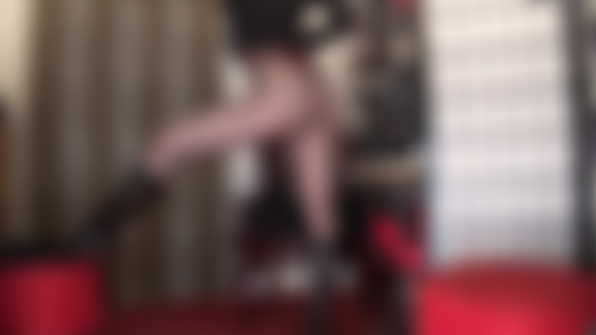 Nylons and Knee Boots - Drool over Mistress' fabulous curves in sheer black pantyhose and black boots.