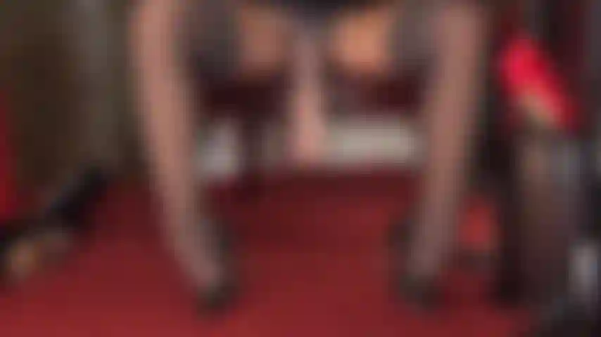 Strapon temptation between stocking legs - silky gray stockings over shiny pantyhose have you so excited that you will even suck a cock for mistress.