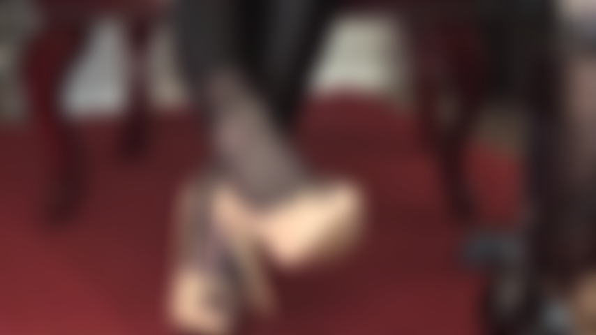 Foot sub in chastity - Dangling the shoes right in front of the foot loving submissive with the keys to his chastity cage on Mistress' ankles.