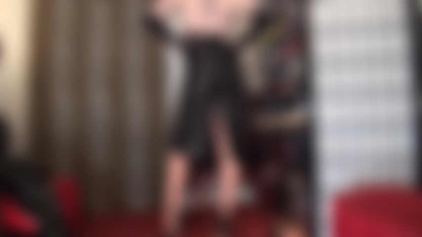 These pantyhose legs, strappy heels and sexy lace teddy under leather skirt have you drooling. Your heart is racing as the skirt goes higher and Mistress Vivian attends to your aching cock.