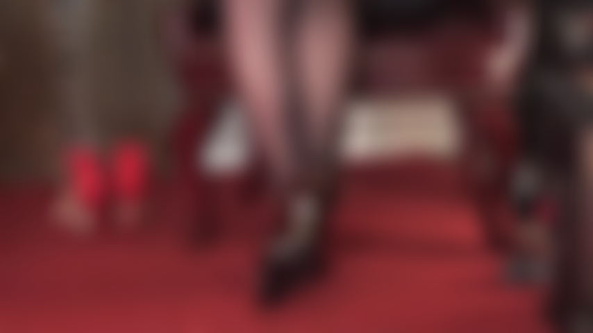 High arches, pantyhose foot worship in pretty Prada leather pumps.