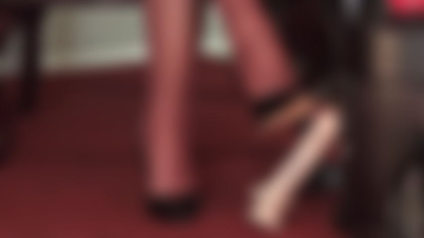 The gentle touch of Mistress' high heels is what your slave cock desires right now.
