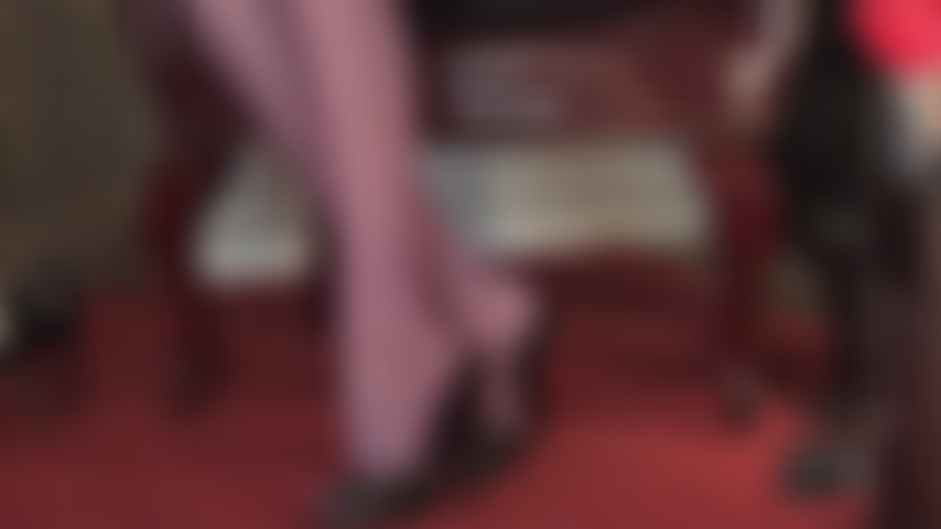 Red sheer pantyhose over blue lace top stockings to create the illusion of purple stockings with sexy leather stiletto mules that will squeeze out every drop of your cock milk.