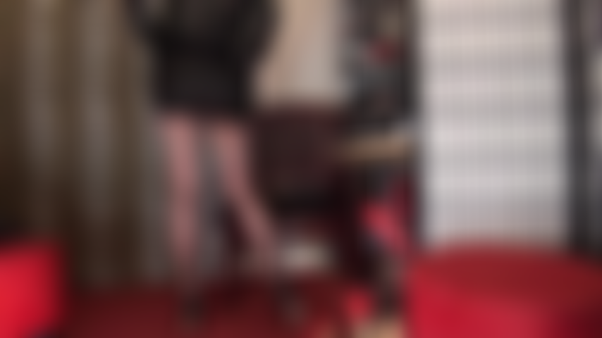 Sheer black pantyhose tease in a sexy tight mini dress that keeps going up and up.