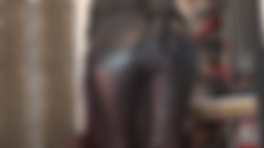 Leather worship, Handjob - Dressed entirely in black leather, Mistress strokes and spanks your cock, rubbing it on her wonderful leather pants ass.