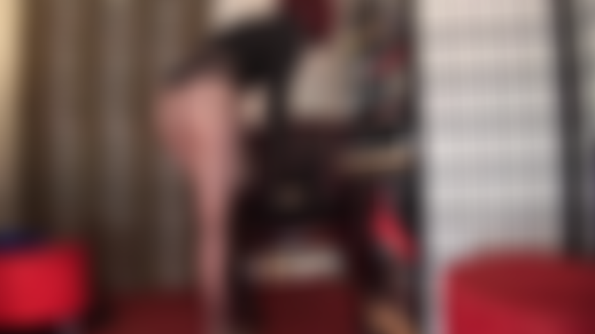You cannot resist Mistress' ass and legs - Body worship in black leather knee boots, sheer black pantyhose and lace thong underneath.