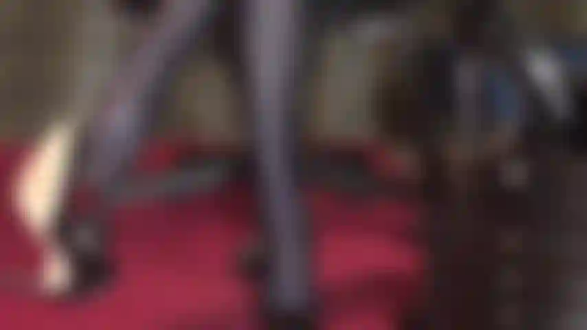 Shoe play, dangling and dropping heels fetish - mistress vivian drops a pair of leather pumps over and over, picking it up with her toes.