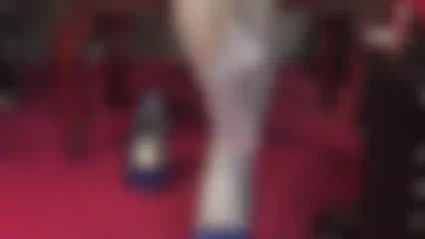 Shiny gray pantyhose - foot and high heel worship in gray nylon and pretty blue pumps.