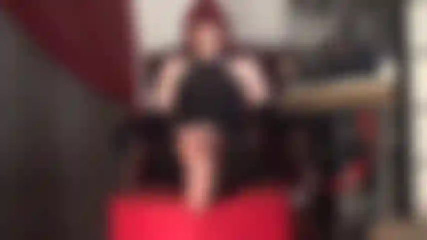 Weak for feet - mistress has her pantyhose feet up. Put your nose on them and inhale. Massage them using only your tongue and taste them. After that your slave cock is ready for a good milking by her feet.