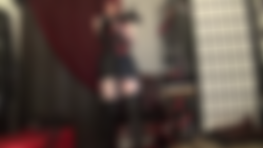 Leather Goddess Worship - Short skirt, long gloves, tight laced corset and tall boots