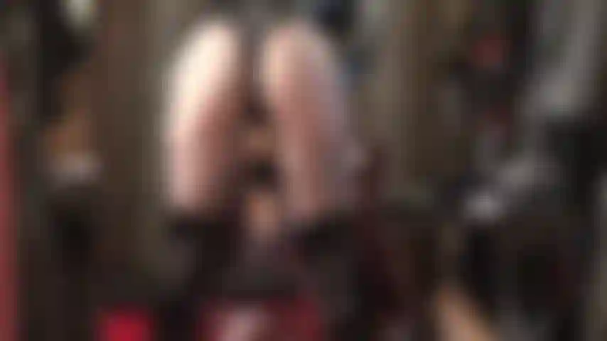 Facesitting in sheer black pantyhose with strapon - as i lower my ass onto your face, my big white cock slides down your throat...